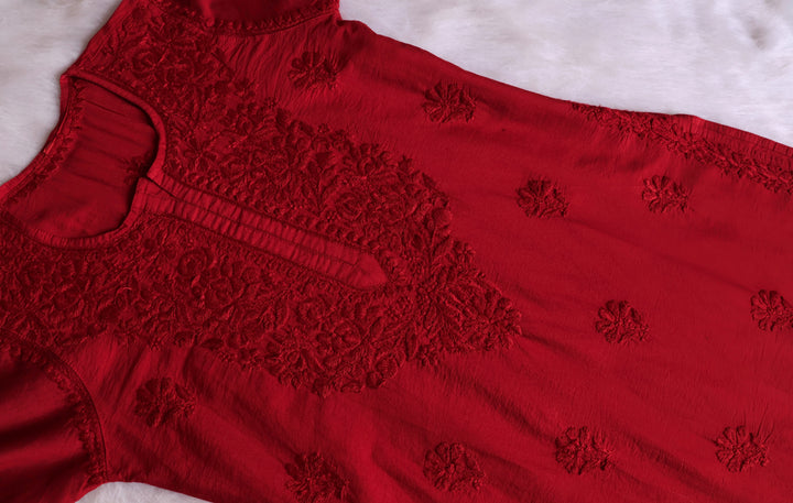 Jannat Red Chanderi Kurta