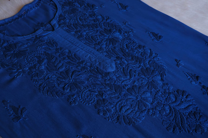 Zahrah Royal Blue Ombre Long Rayon Kurta