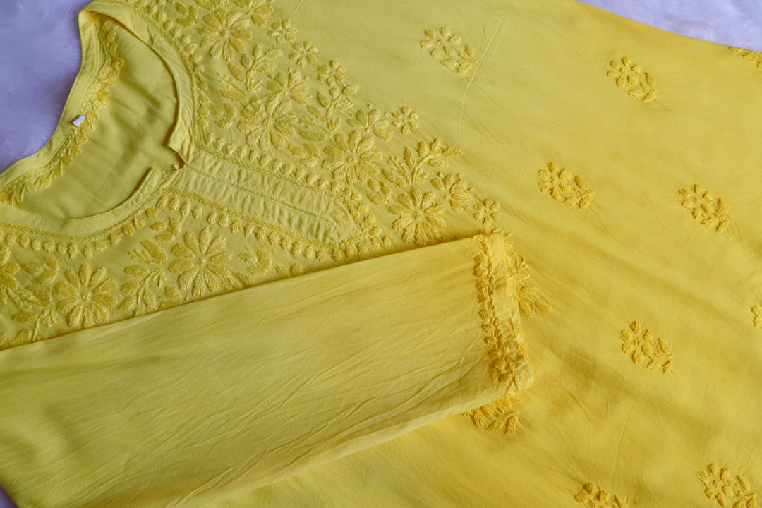 Farhaa Yellow Ombre Short Rayon Kurta
