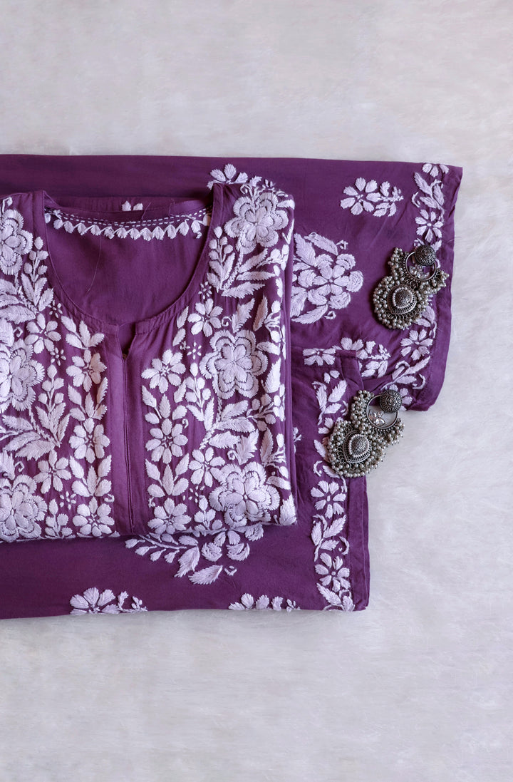 Benafsha Dusty Purple Rayon Kurta Pant set