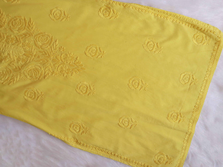 Noura Yellow Pure Mulmul Kurta