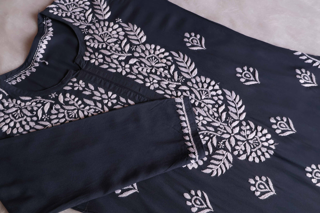 Raaha Grey Long Rayon kurta