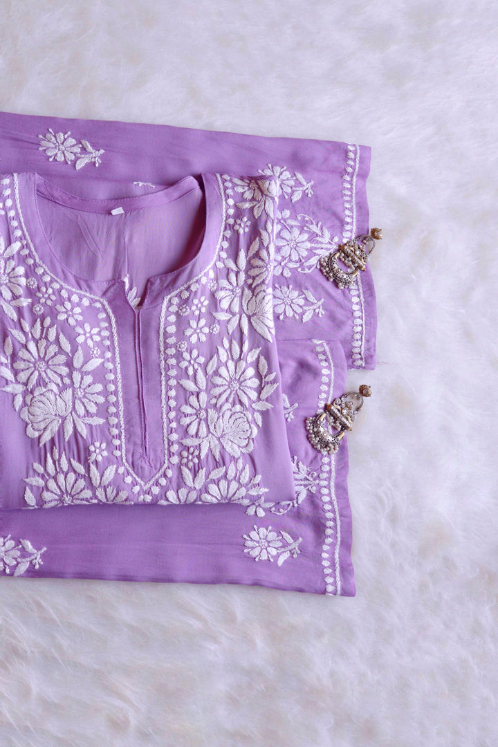 Gul Lavender Rayon Kurta Pant set