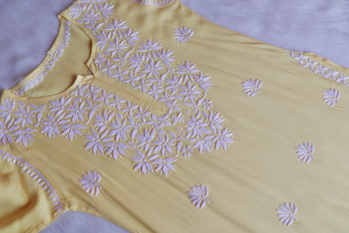 Haala Yellow Long Rayon Kurta