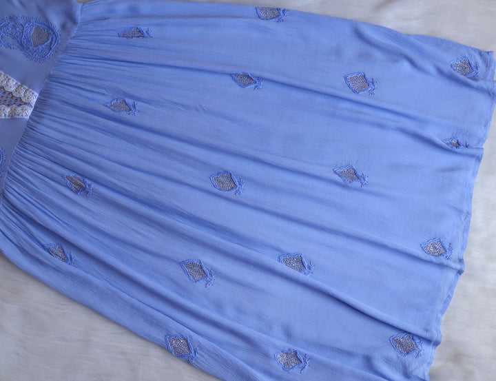 Anabiya Ice Blue Pure Chiffon Dress