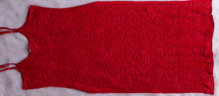 Mehr Red Long Viscose Strappy Kurta