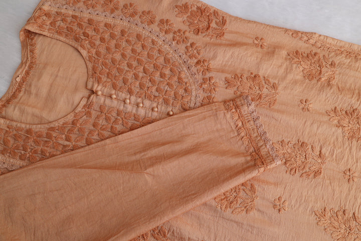 Jannat Beige Short Chanderi Kurta