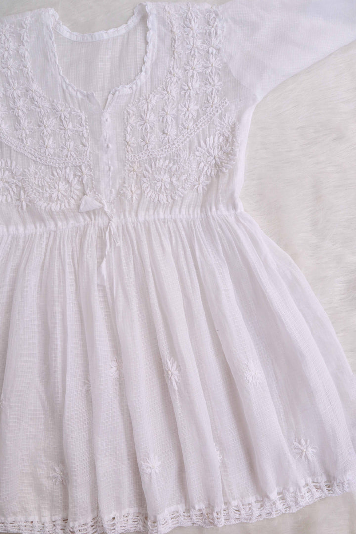 Daania White Kota Pearl short Frock