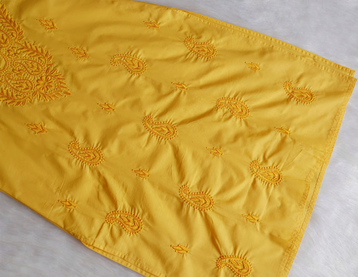 Zahra Yellow Cotton Kurta - Noor Chikankari