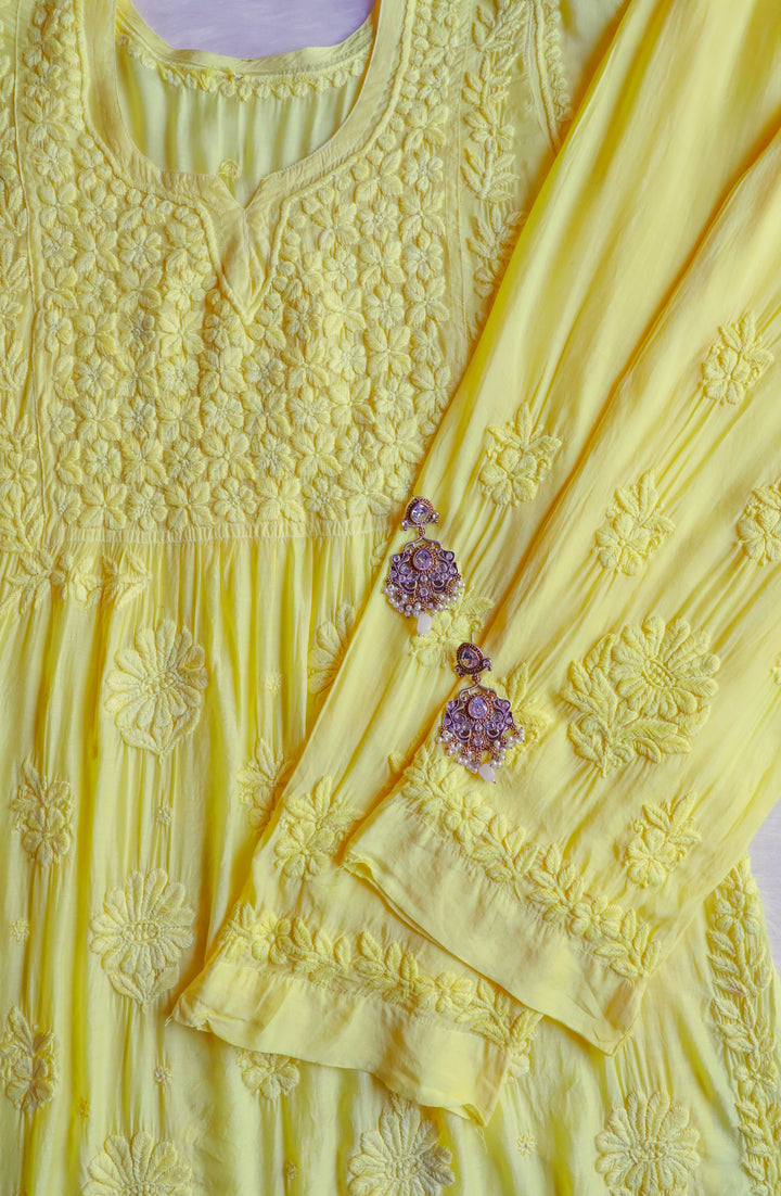 Hoor Pastel Yellow 10D Pure Muslin Kurta Set