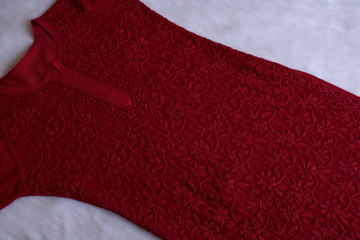 Alayna Maroon Jaal Viscose Georgette Kurta