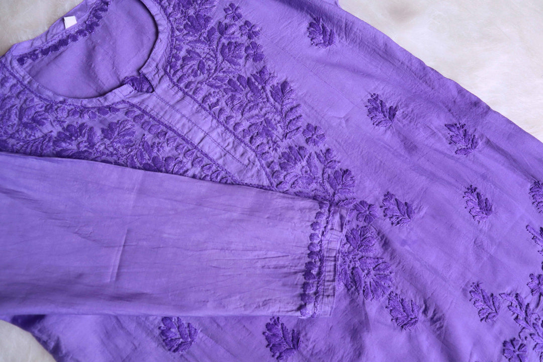 Layla Lavender Short Chanderi Kurta