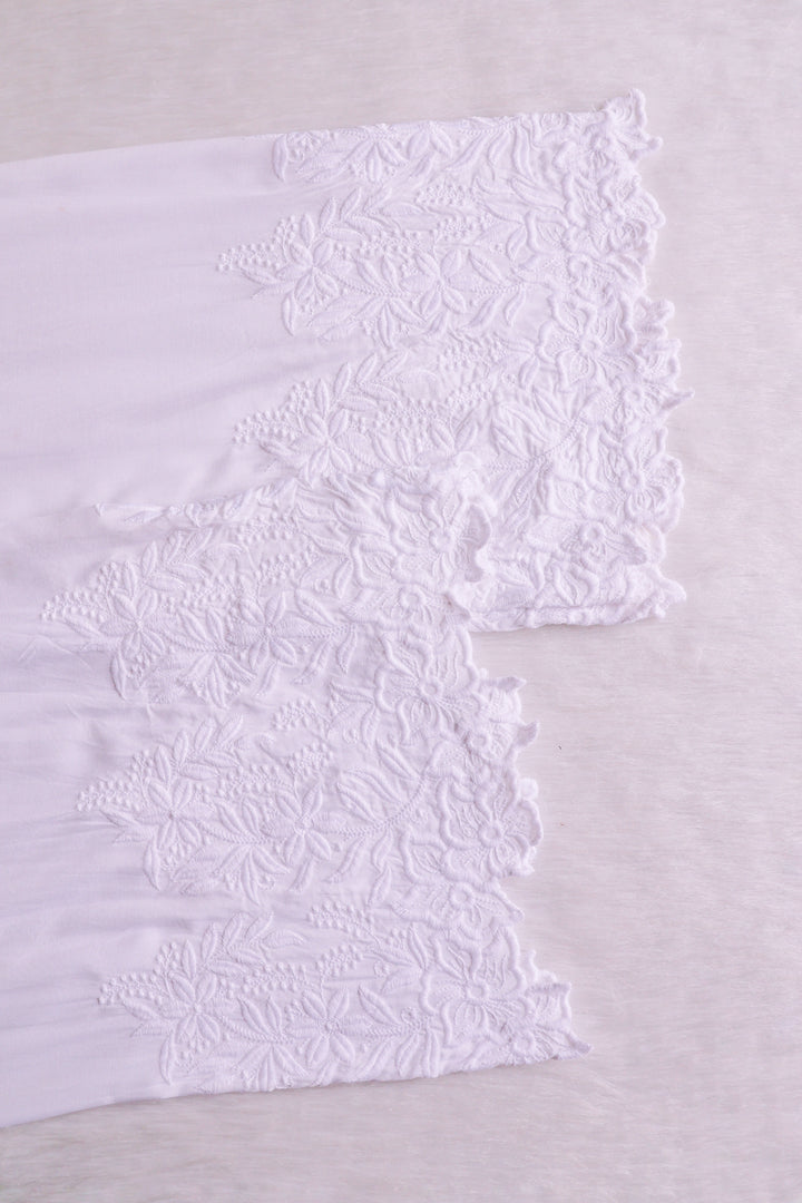 White Chikankari Cutwork Rayon Palazzo