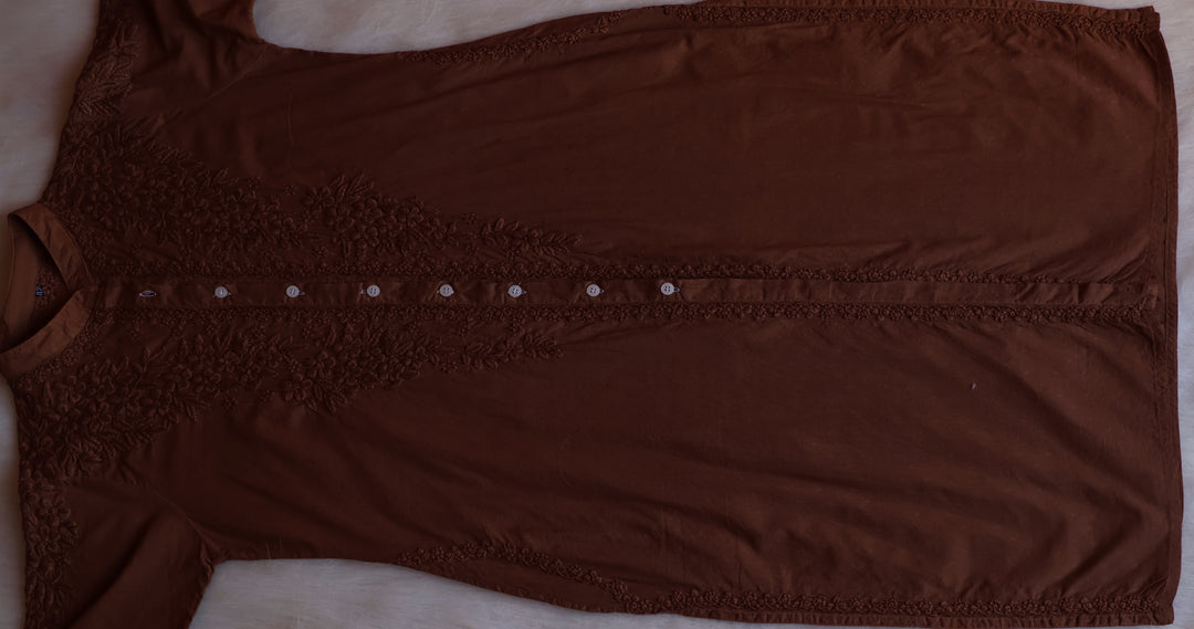 Nazakat Chocolate Brown Pure Cotton Kurta Set