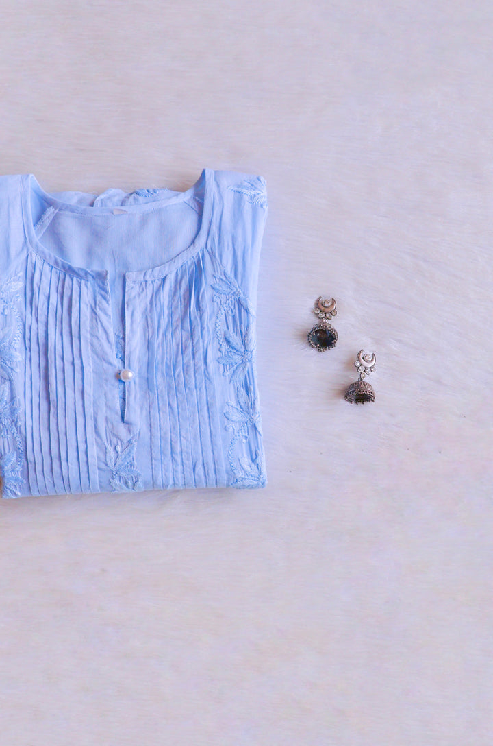 Noor Ice Blue Pure Cotton Midi Dress