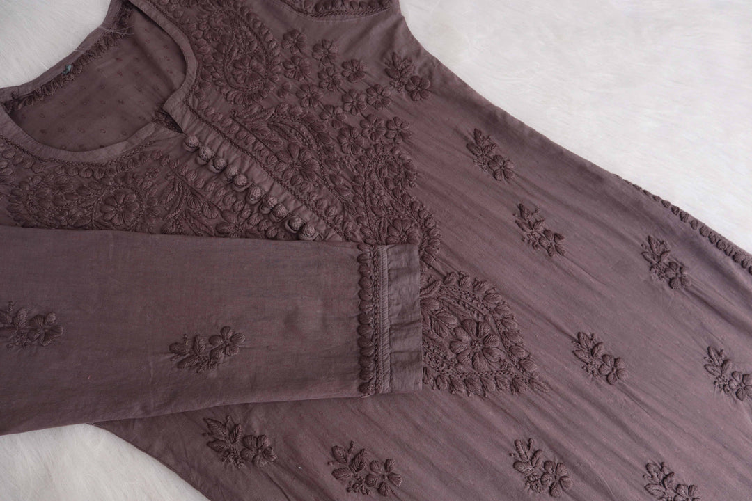 Nazakat Smoky Purple Purple Cotton Kurta