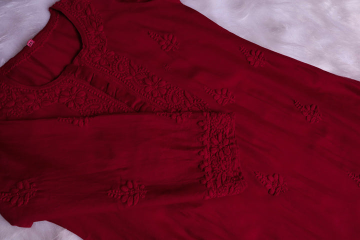 Zimra Luxe Maroon 3 Piece Pure Chanderi set