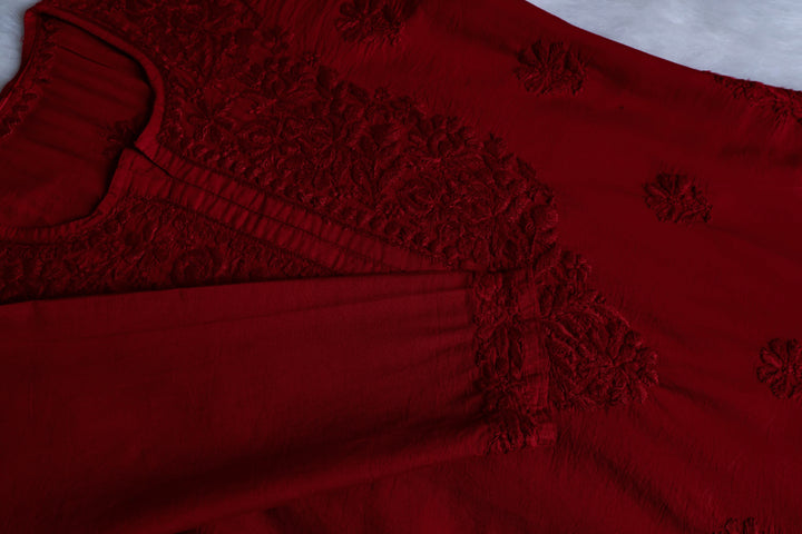 Meerab Maroon Pure Chanderi set