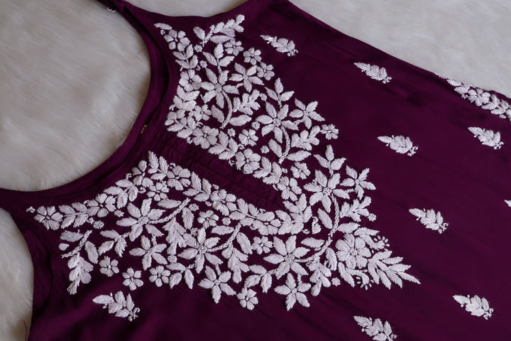 Mirha Deep Purple Sleeveless Modal Kurta Set