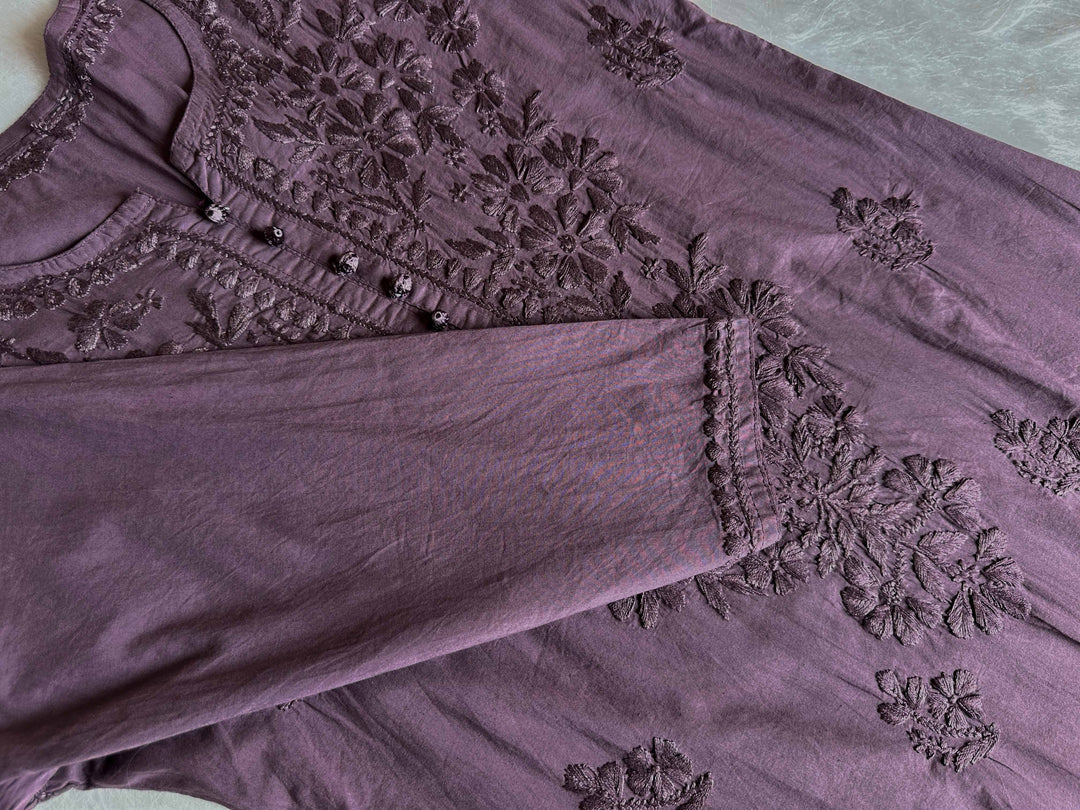 Aafia Smoky Purple Long Cotton kurta