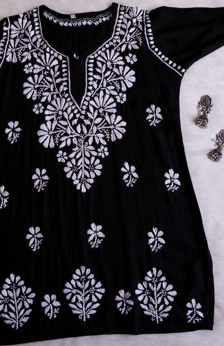 Aayat Black Short Rayon Kurta