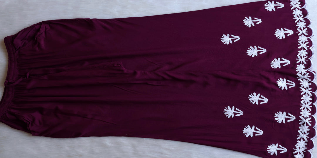 Mira Deep Purple Rayon Kurta Pant set - Noor Chikankari