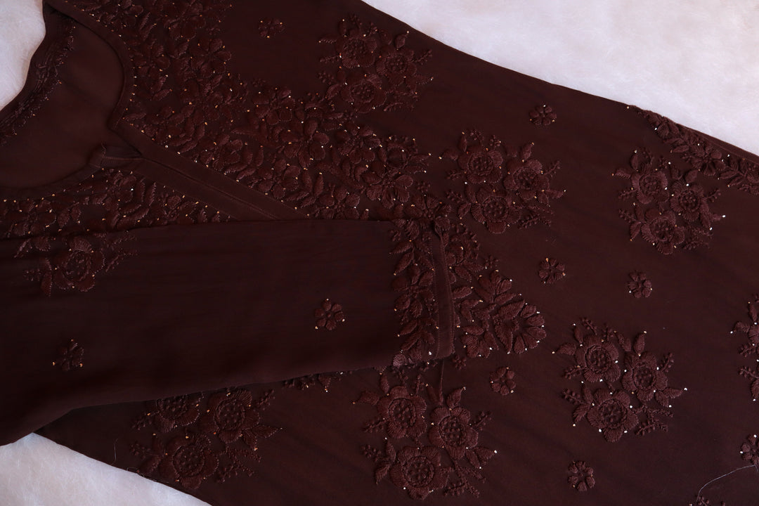 Hoor Chocolate Brown Viscose Georgette kurta