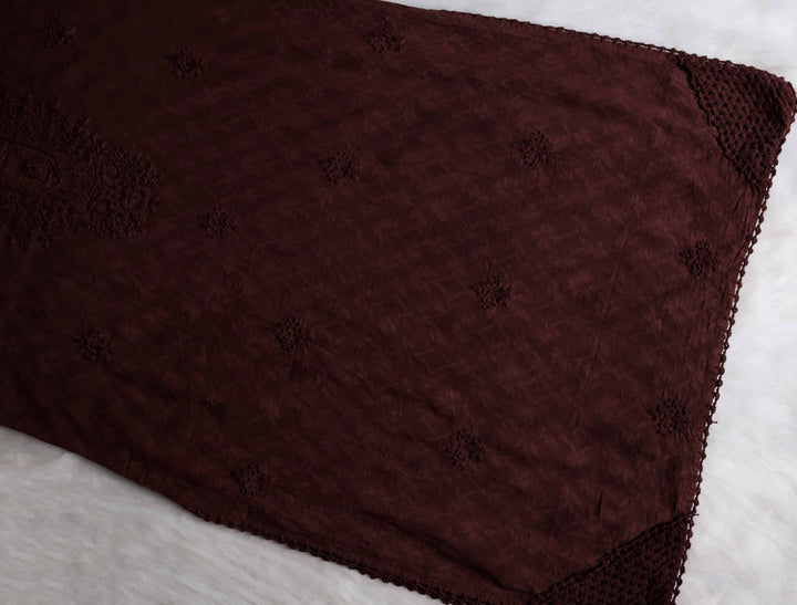 Aaliyah Chocolate Brown long Jacquard Cotton kurta
