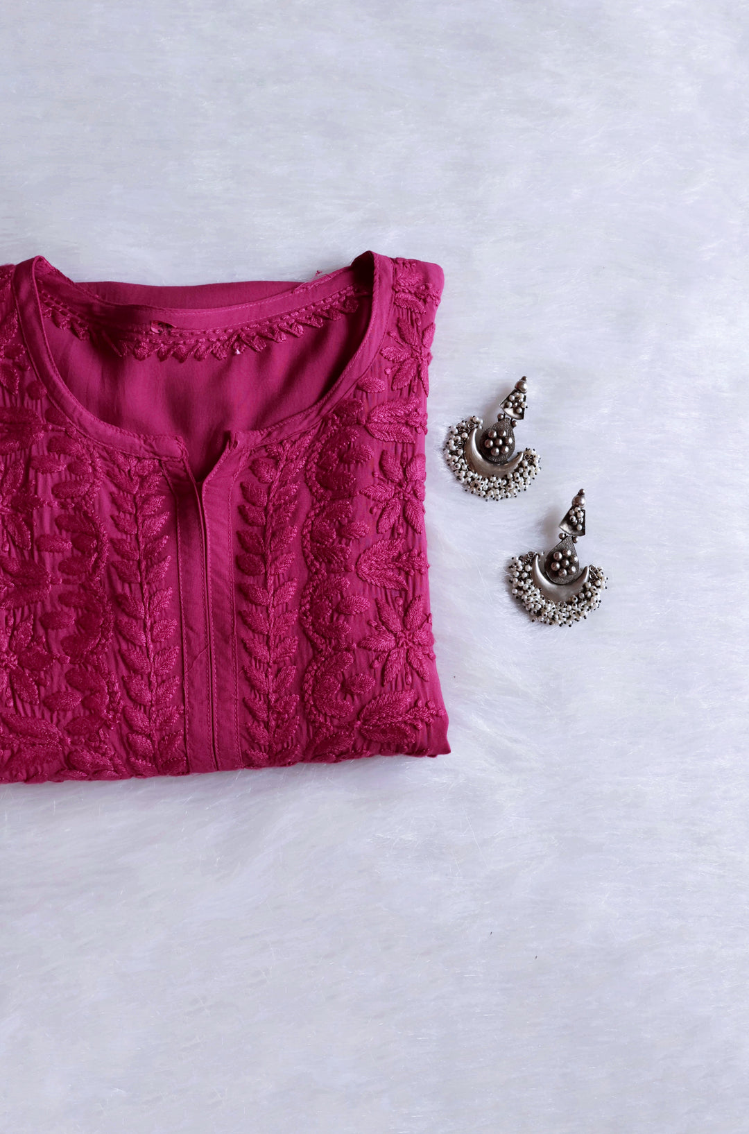 Sarah Burgundy Modal short top - Noor Chikankari