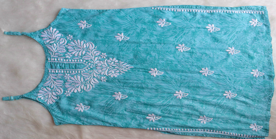 Mirha Mulmul Teal Blue Strappy kurta