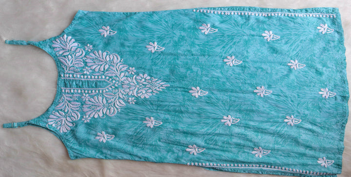 Mirha Mulmul Teal Blue Strappy kurta