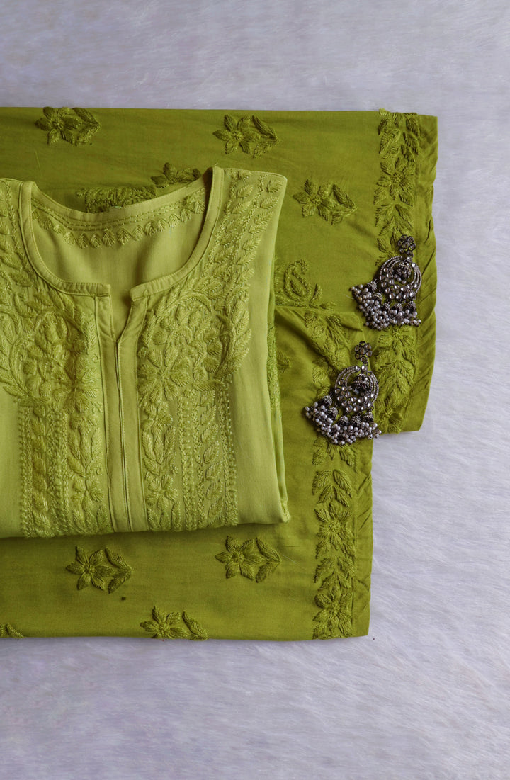 Nagma Olive Green 2 piece Rayon set