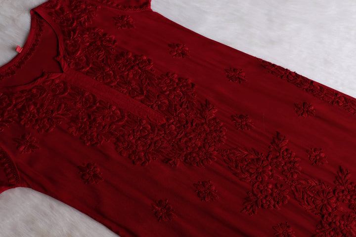 Sarah Maroon Long Ombre Rayon Kurta