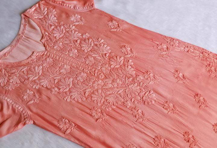 Zaryaab Rose Beige Long Modal Silk Kurta