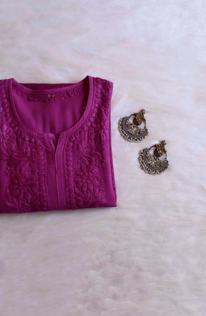 Zainab Deep Purple Ombre Long Rayon Kurta