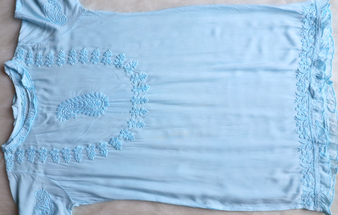 Zamda Afghani Sky Blue Pure Modal Set