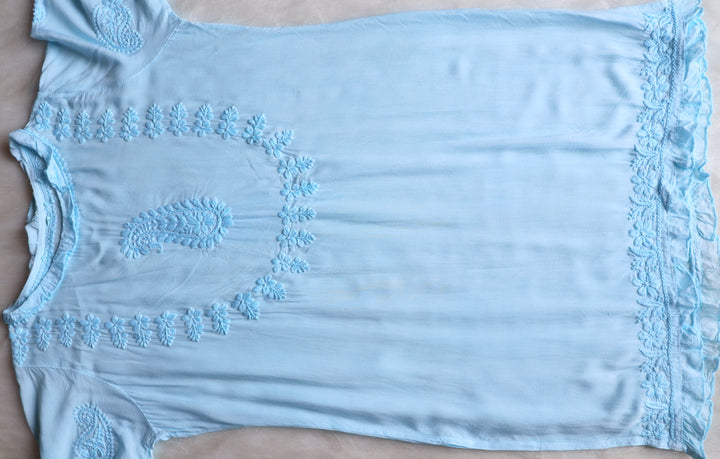 Zamda Afghani Sky Blue Pure Modal Set