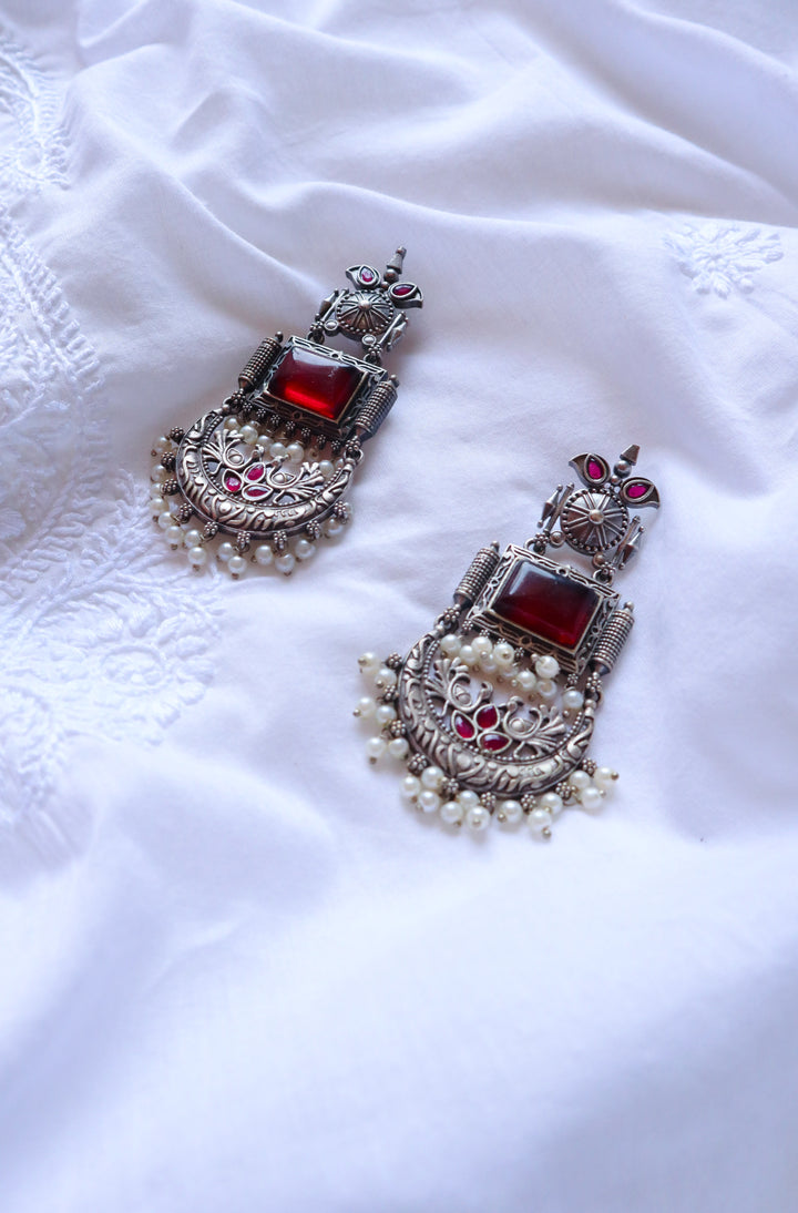 Princess Maroon look-alike oxidised earrings