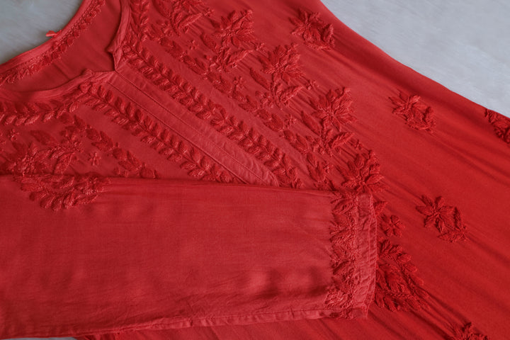 Alfiya Rust Long Ombre Rayon Kurta