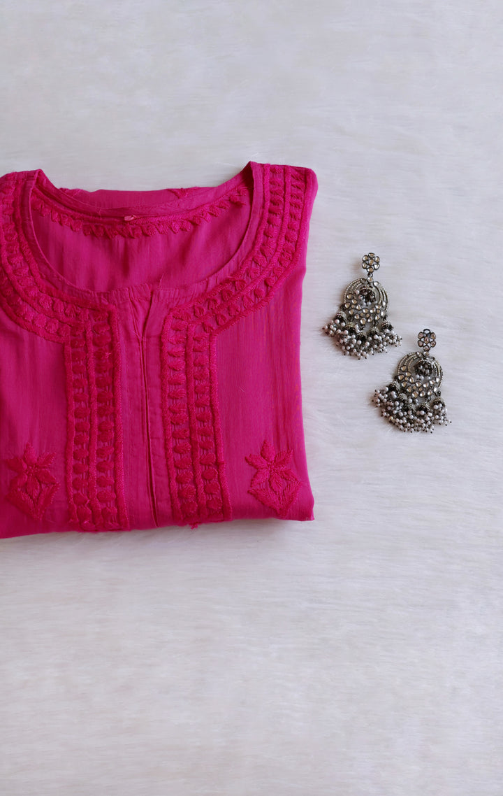 Saleha Deep Pink Cotton Kurta