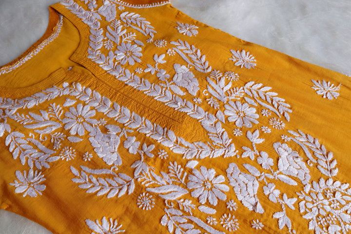 Elaya Mustard & White Chanderi Kurta