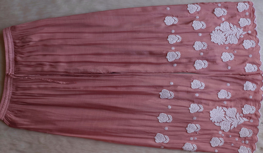 Noor Rose Brown 10D Pure Muslin Scalloped Kurta Set