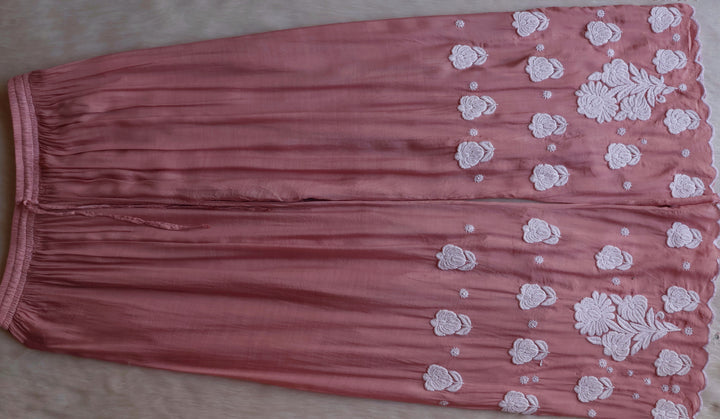 Noor Rose Brown 10D Pure Muslin Scalloped Kurta Set