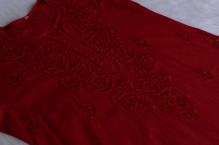 Anahira Maroon Cotton Kurta