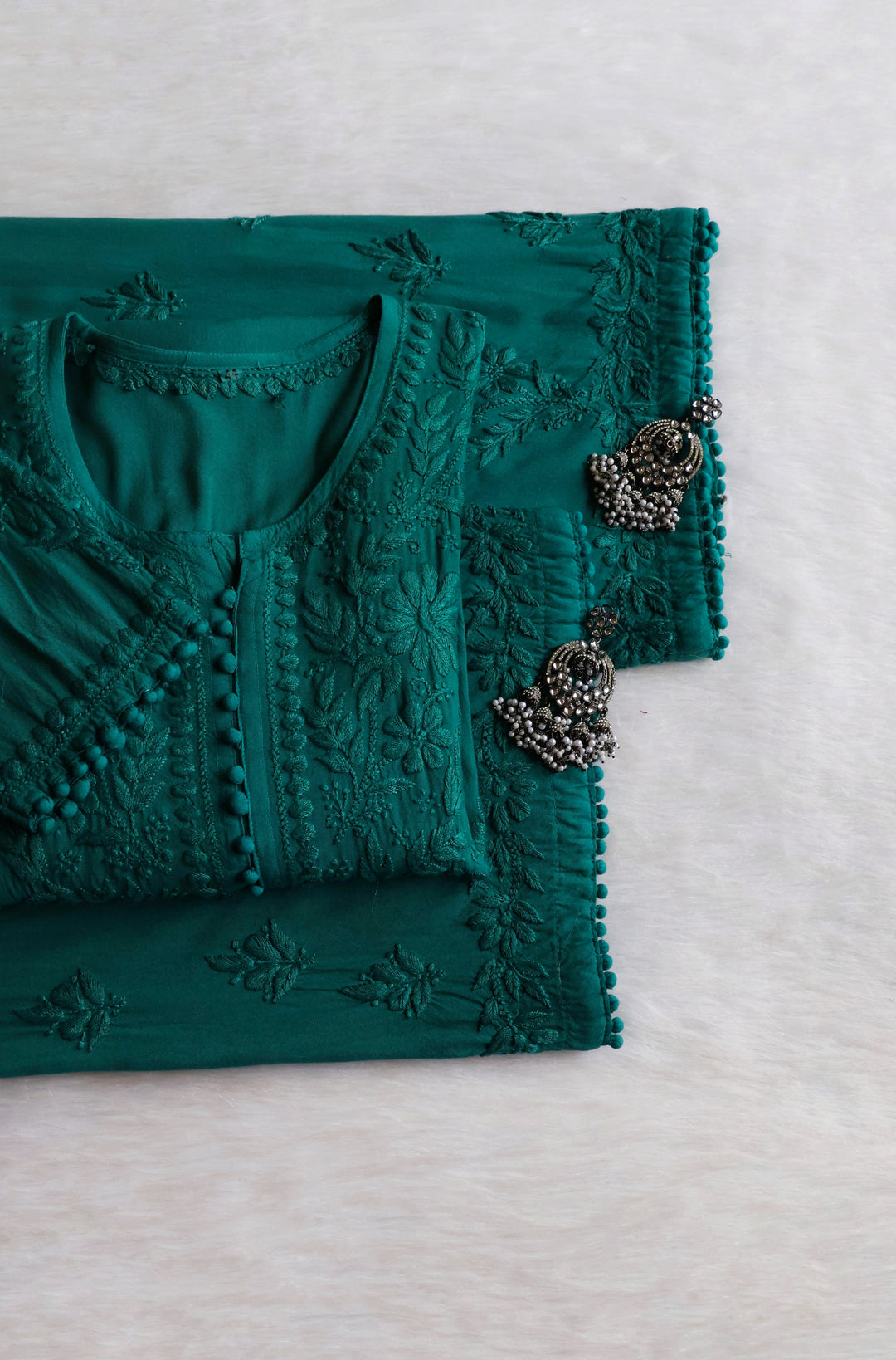 Enaara Sea Green Potli Button Rayon set