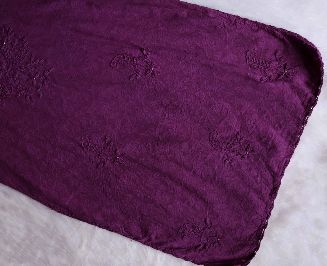 Deep Purple Long Jacquard Pearl Cotton kurta