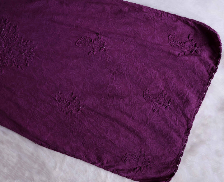 Deep Purple Long Jacquard Pearl Cotton kurta