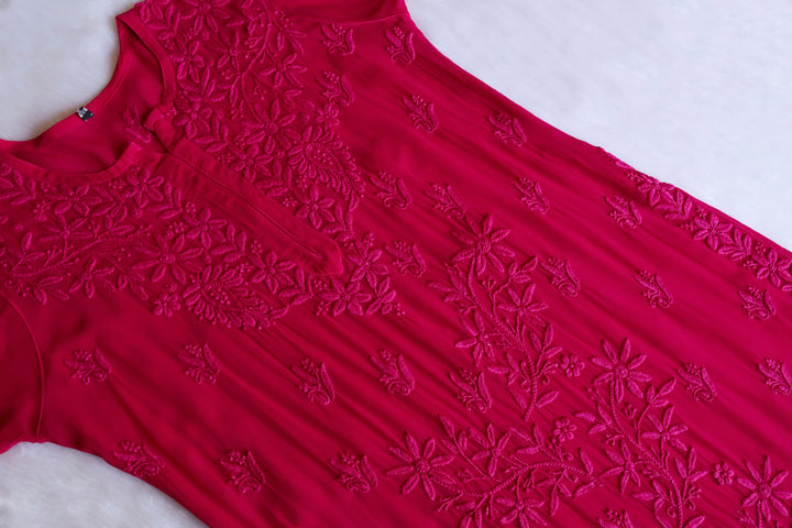 Waliya Deep Pink Viscose Georgette Kurta