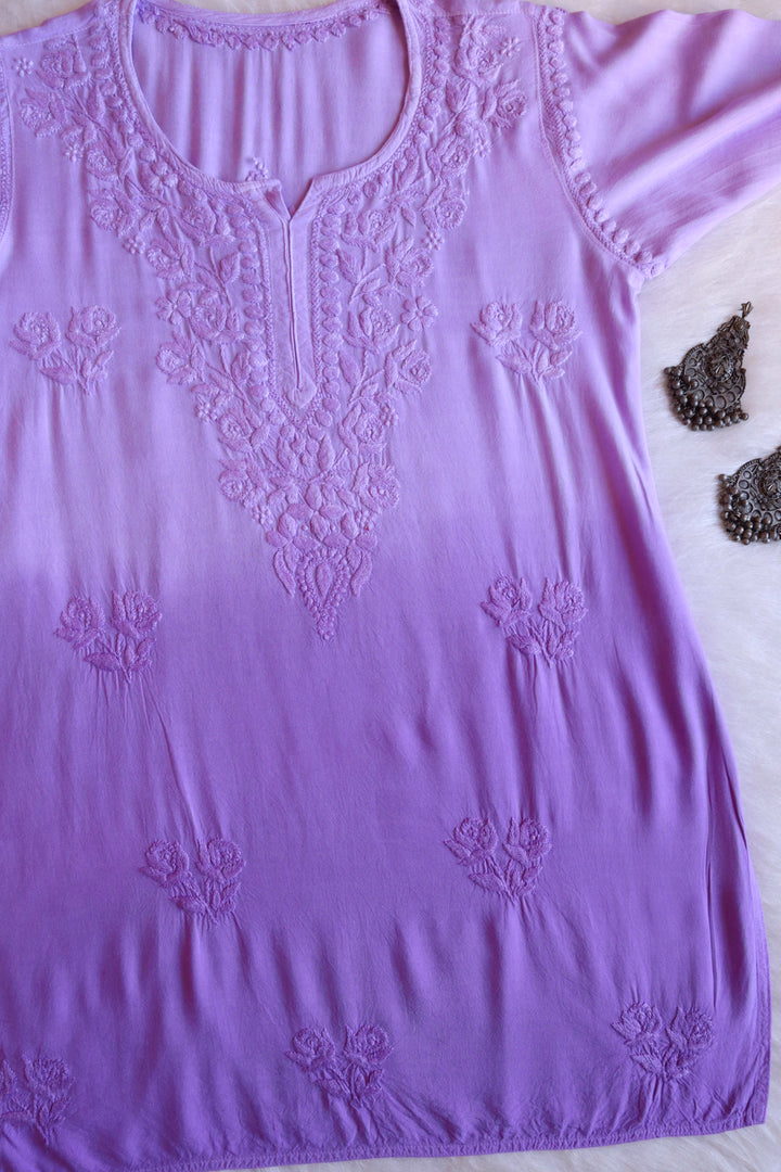 Gul Lavender Short Rayon Kurta