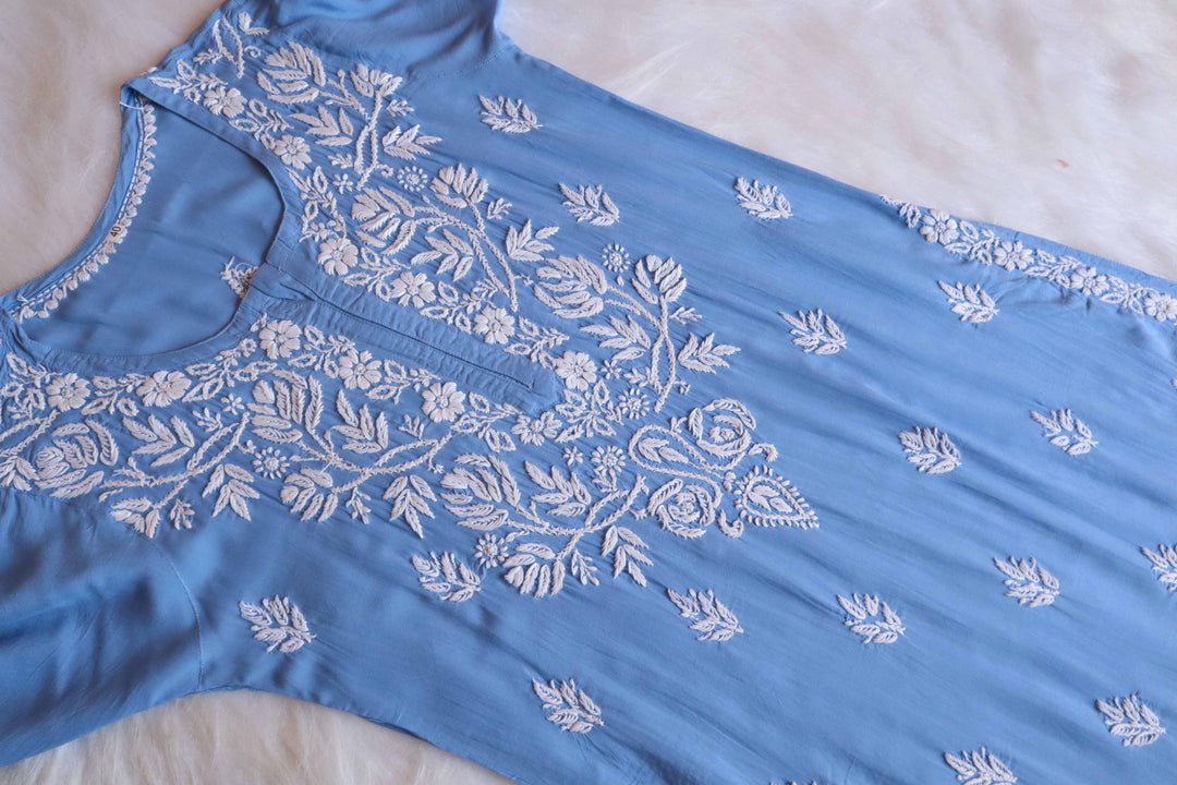 Gul Ice Blue Long Modal Kurta
